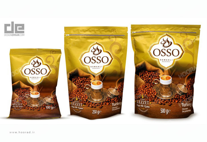 پکیج طراحی لوگو و کارت و بسته بندی قهوه OSSO