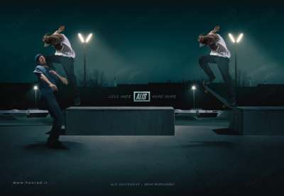 طراحی پوستر تبلیغاتی تشویق افراد خشن به اسکیت سواری